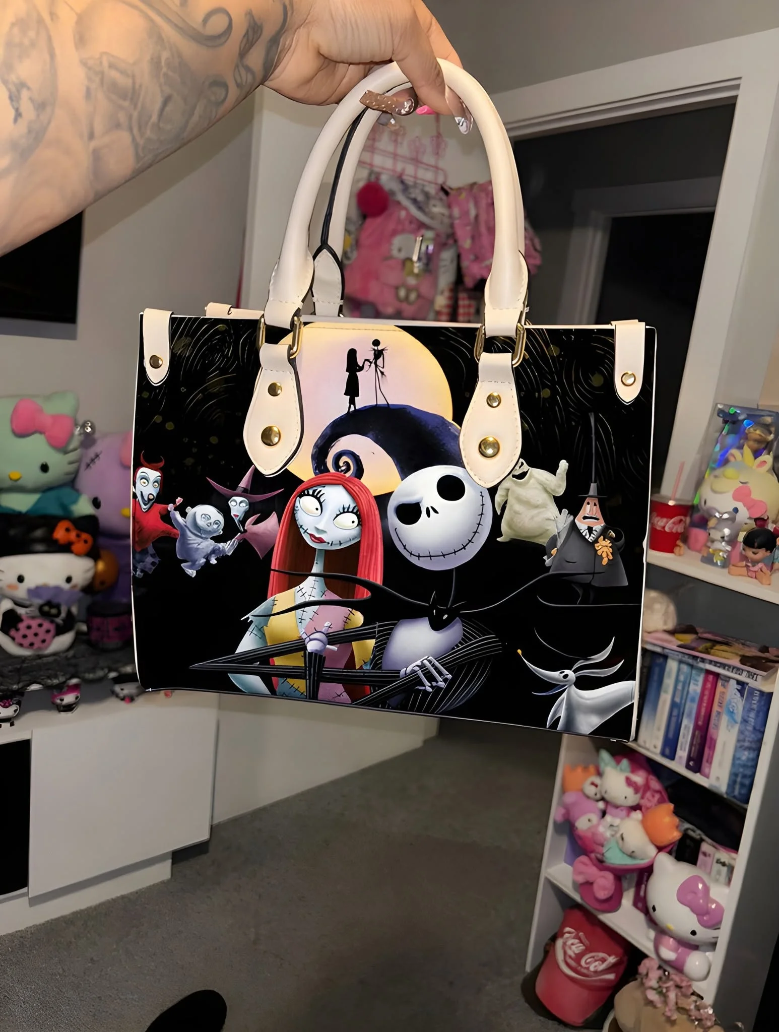 Jack Skellington lover Leather Handbag